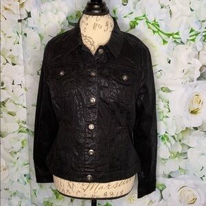 𝅺DRESSBARN Black Snakeskin Embossed Jacket